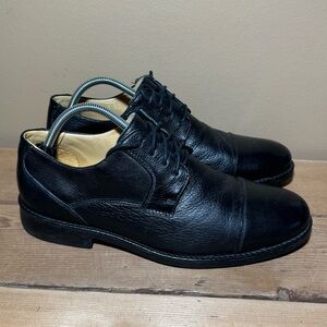 Studio Belvedere Duke Mens 9 Black Leather Cap Toe Lace Up Oxford Dress Shoes